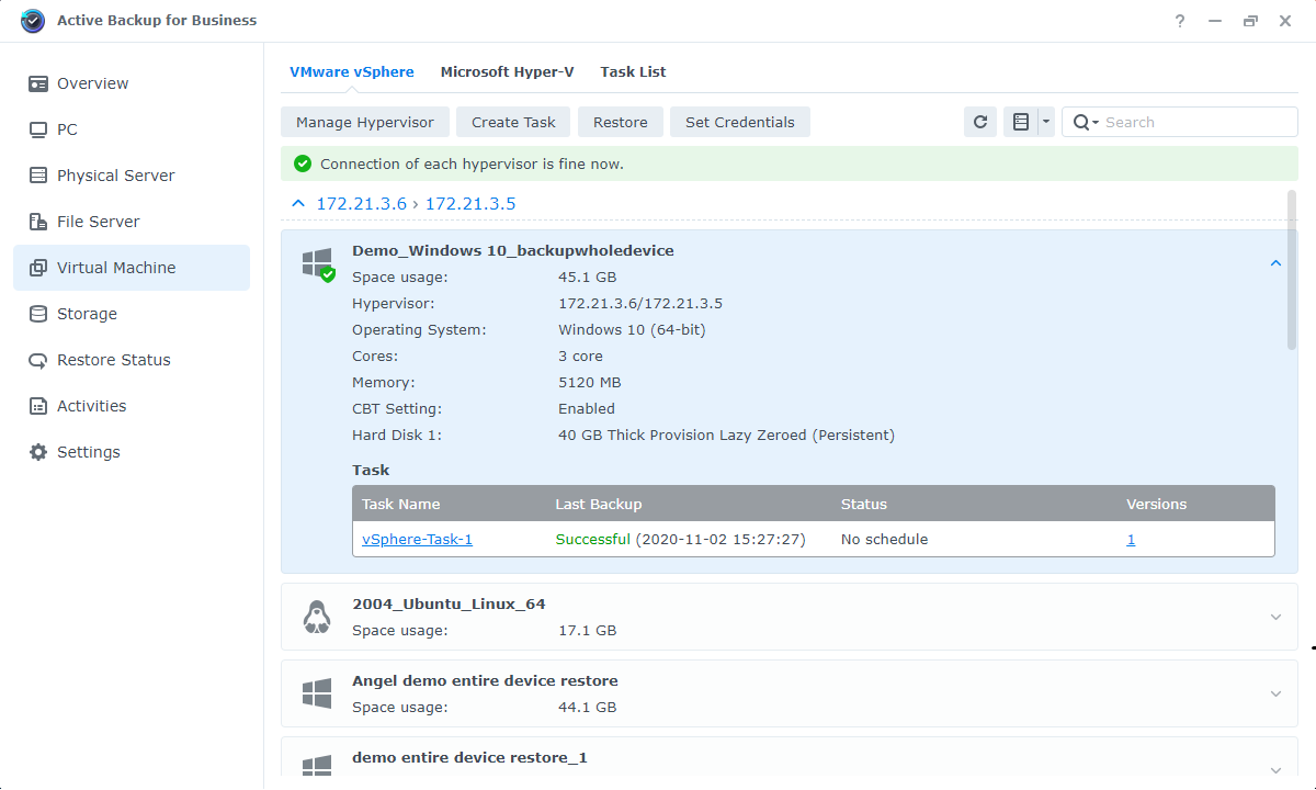Active Backup for Business screenshots - 2