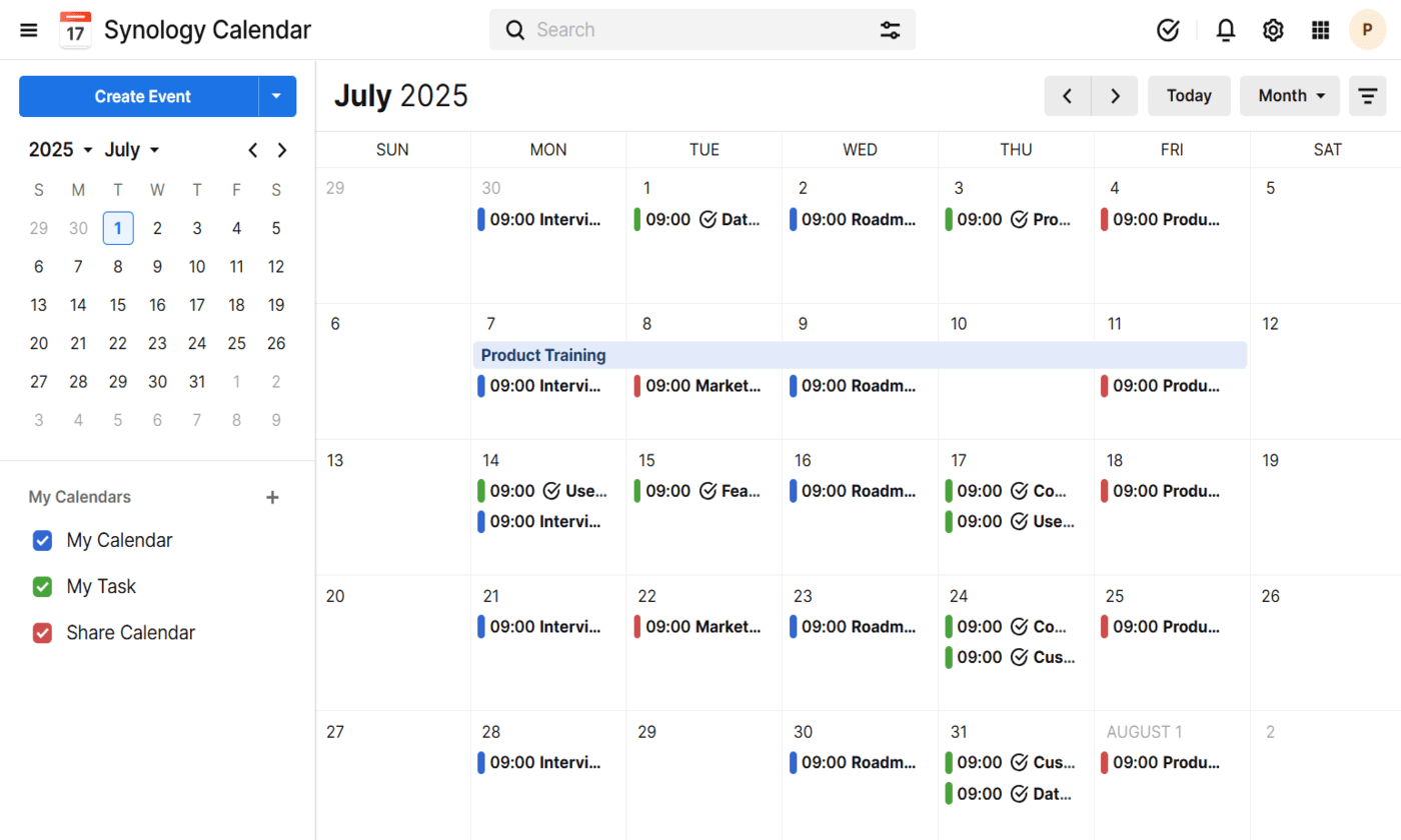 Synology Calendar screenshots - 1