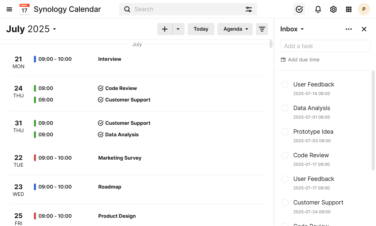 Synology Calendar screenshots - 2