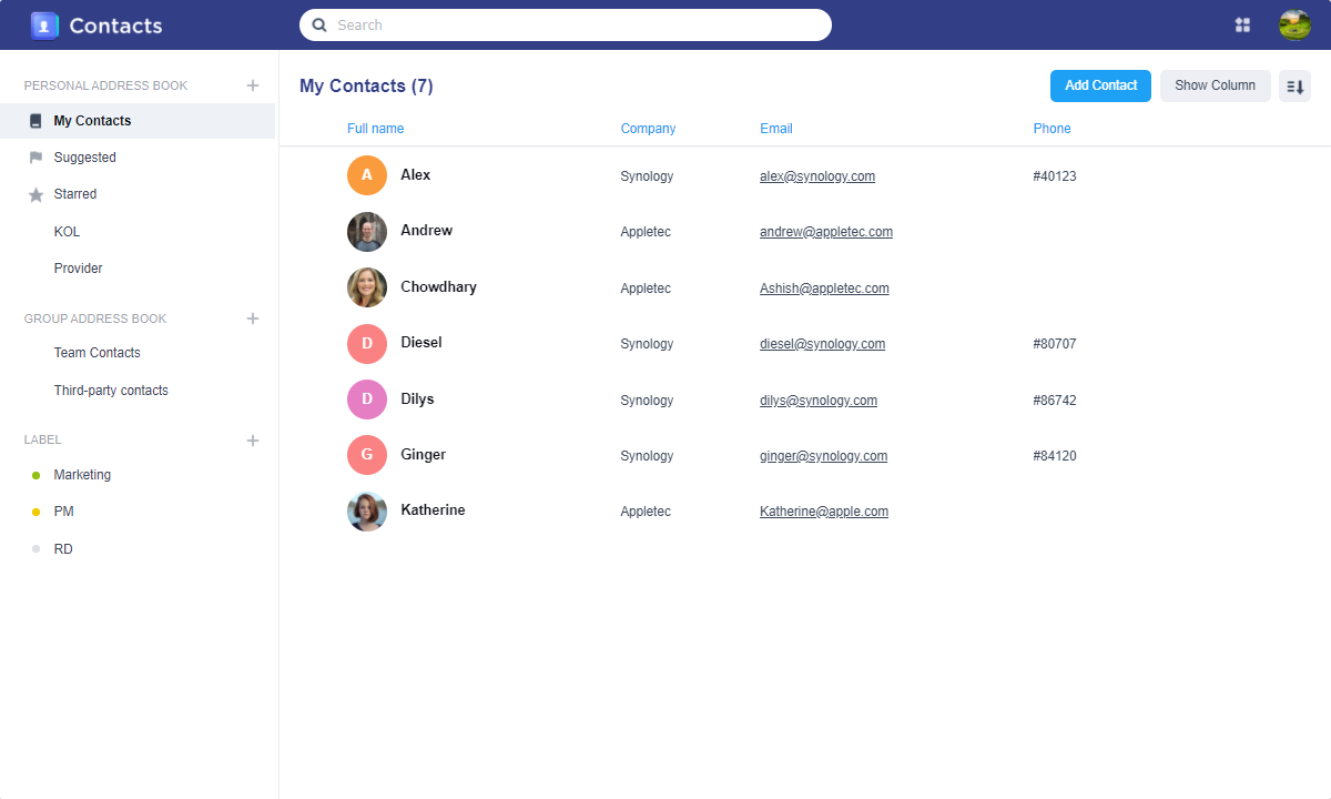 Synology Contacts screenshots - 1