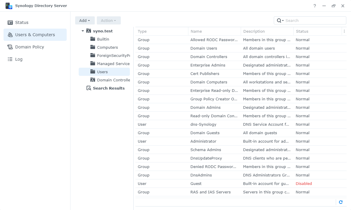 Synology Directory Server screenshots - 2