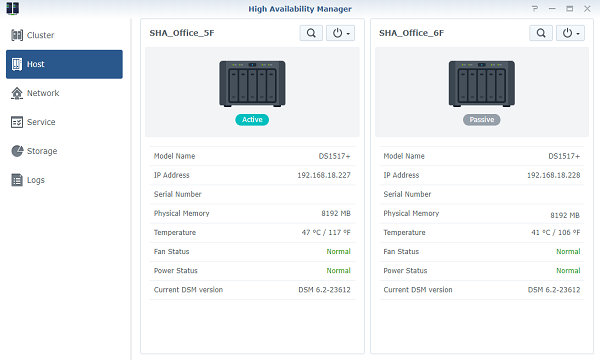Synology High Availability screenshots - 2
