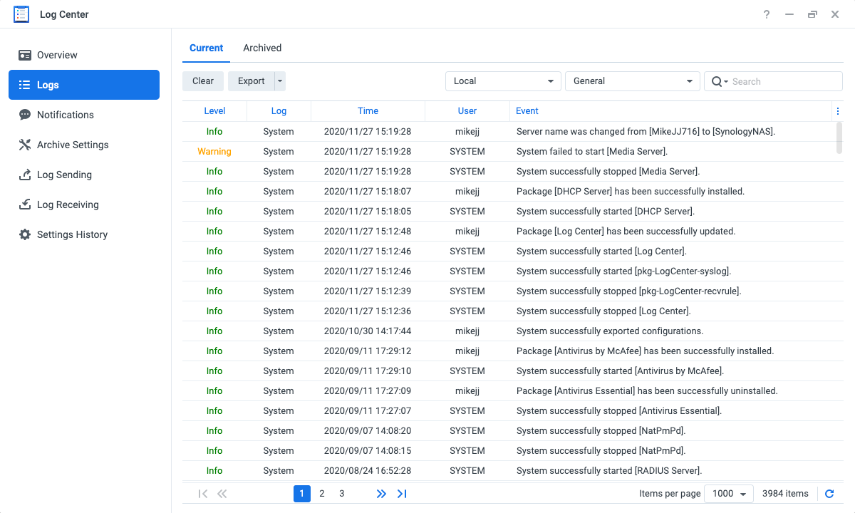 Log Center screenshots - 2